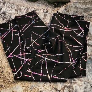 Black Leggings with Multicolor Abstract Pattern Nwot 14/16